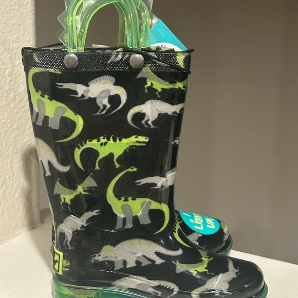WESTERN CHIEF Kid's Sketch Dino Lighted Waterproof Rain Boot Toddler Size 6 - Picture 5 of 9